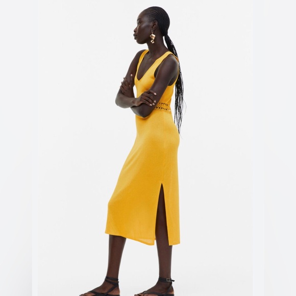 🔥🔥HOST PIC🔥🔥 H&M Yellow Fine Knit Midi Dress - Picture 2 of 15